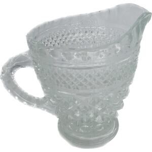 Anchor Hocking Wexford Clear Crystal Creamer Pressed Glass Handle 6 Oz Pitcher